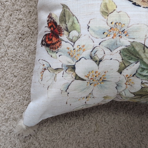 Beatrix Potter Peter Rabbit Retro Floral Throw Pillow with Butterfly Detail 🦋 - Picture 4 of 12